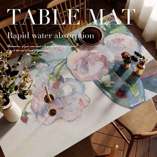 印象派抽象风格桌垫防水防油耐高温免洗pvc皮革桌垫茶几，布餐桌(布餐桌)垫