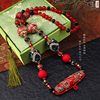 新中式项链红色多宝佛牌链子，搭配藏珠，民族风手工唐卡挂链