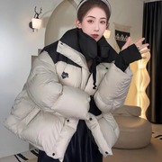 女冬季短款绒服女韩系宽松加厚面包服暗扣小众高级感保暖外套