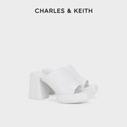 CHARLES&KEITH24春夏CK1-60361502方头厚底一字高跟外穿拖鞋