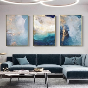 现代轻奢客厅装饰画蓝色，抽象沙发背景墙卧室，艺术挂画玄关走廊壁画