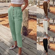 Fashion casual solid color cotton linen pants 休闲纯色铅笔裤