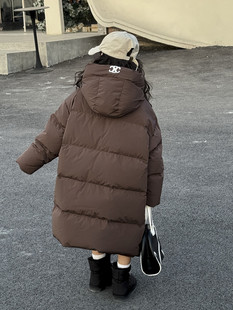 韩国童装儿童羽绒服中长款过膝加厚冬装，男童女童宝宝学生洋气外套