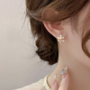 韩国花朵猫眼石耳钉女纯银小众设计感高级耳饰2024年耳环