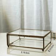 l欧美复古铜色玻璃盒子，经典欧式方形首饰，q盒开合翻盖古典珠宝