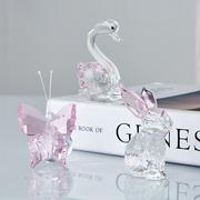 水晶兔子天鹅摆件可爱卡通桌面动物装饰品送女孩女生圣诞生日礼物