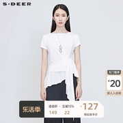 sdeer 圣迪奥 女装立体裁剪纯色T恤S20280121