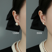s925纯银耳饰施家珍珠耳钉2023年潮小众设计感高级耳环耳夹女