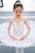 儿童专业芭蕾舞裙演出服tutu吊带纱裙白色朱鹮刺绣花款小天鹅