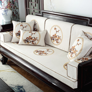红木沙发垫棉麻中式实木海绵沙发垫子加厚坐垫带靠背罗汉床垫套罩