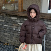 韩国童装儿童羽绒服加厚白鸭绒(白鸭绒)男童女童宝宝，中大童加厚面包服外套