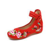 老北京布女绣花鞋民族风汉服新娘敬酒鞋红色低跟舒适休闲鞋子