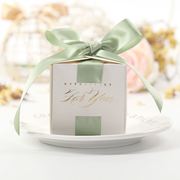 烫金绿白色紫色喜糖盒，欧式复古婚礼小号，糖盒简约婚礼喜糖盒子