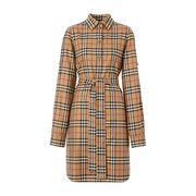 Burberry Vintage 格纹系腰衬衫连衣裙 80634981