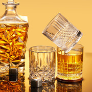 威士忌酒杯家用复古无铅水晶玻璃洋酒杯创意风八角啤酒杯酒吧套装