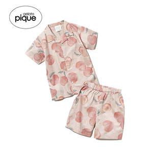 gelato pique春夏儿童水蜜桃印花衬衫睡衣裤套装本命年PKFT222480