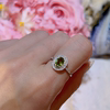 天然碧玺戒指女S925纯银镶嵌绿色宝石精致轻奢指环送女友饰品活口