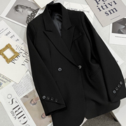 2022年秋季黑色气质时尚，西装设计感休闲纯色，百搭显瘦小众外套