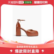 香港直邮潮奢maje女士水晶装饰漆皮，防水台浅口鞋