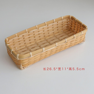 手艺人手作竹制品竹编器皿长形收纳筐餐具筷子，茶叶包小物(包小物)收纳盒