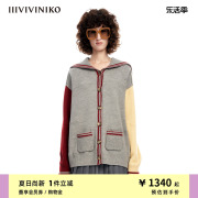 IIIVIVINIKO春夏海军领宽松落肩针织开衫外套女M310202601A