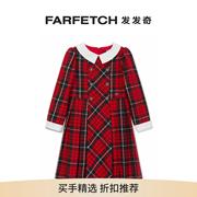 Patachou童装长袖格纹连衣裙FARFETCH发发奇