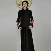 新中式女装秋冬日常改良版唐装禅意风高级感国风长袖大码T恤上衣