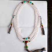 碧雅磨砂天然白水晶(白水晶)108颗佛珠项链女士款高端藏式民族风饰品念经