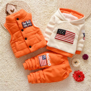 男童冬装套装1-3岁酷帅婴儿童装加绒加厚卫衣外套2宝宝冬季三件套