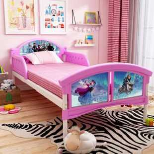 儿童床带护栏女孩公主床，粉色卡通环保床男孩，汽车单人床伸缩小孩床