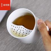 创意陶瓷泡茶杯带盖过滤花茶杯，茶水分离杯子，会议喝茶杯办公杯大号