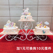 欧式铁艺三层蛋糕架子心形，多层展示架婚礼生日，创意点心蛋糕甜品