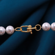 s925纯银时尚珍珠马蹄项链手链毛衣链 手工diy制作串珠饰品银扣