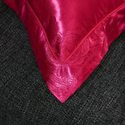 提花丝绸枕套紫色玫红粉色桃红，玉色蓝色豆沙大红金银色(金银色)枕头套一对