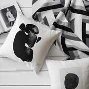 高档北欧简约现代客厅沙发抱枕黑白抽象靠垫靠枕样板房靠背工作室