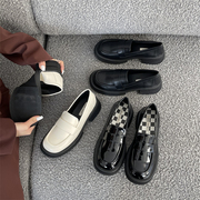 厚底复古乐福黑色夏季茶歇单鞋女鞋子2024年法式英伦风白色小皮鞋