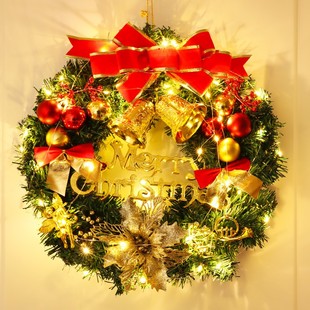 圣诞节花环门挂装饰品圣诞树松果花环门饰藤圈花环饰橱窗场景布置