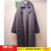 冬季加厚中长款ins长毛貂绒深灰色v领韩版宽松蝙蝠袖外套毛衣106