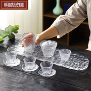 日式金边茶具套装水晶玻璃公道杯盖碗品茗杯功夫茶道杯主人杯