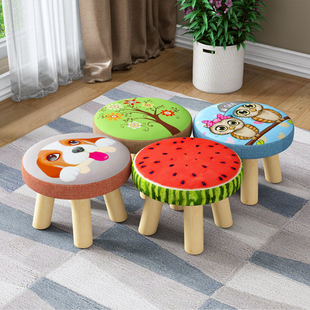 矮凳蘑菇凳布艺小凳子实木沙发凳茶几凳家用换鞋凳儿童换鞋凳动物