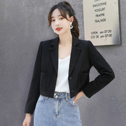 小个子短款黑色西装外套女职业气质2023春秋韩版休闲西服上衣