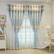 高端主卧粉色窗纱窗帘一体全遮光卧室客厅欧式高级感遮光2023