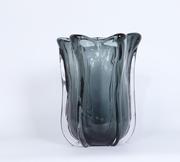 轻奢灰色琉璃花瓶家居现代样板房间北欧莫兰迪创意花器奢华摆件