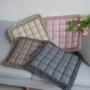 韩式纯棉椅子垫绗缝夹棉加厚防滑客厅，布艺皮餐椅办公室座垫可水洗