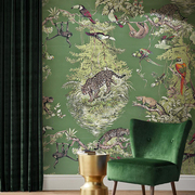 北欧动物森林墙纸餐厅沙发壁纸，壁画欧式复古高端电视背景墙布壁布