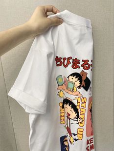 日系复古卡通印花短袖t恤女夏季设计感纯棉，体恤宽松chic港风上衣