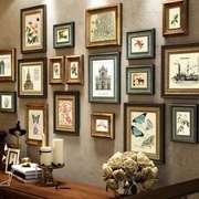 实木美式照片墙相框墙，组合免打孔客厅沙发，餐厅创意复古挂墙装饰