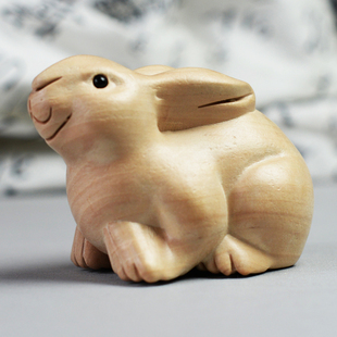 桃木生肖兔子木兔摆件实木雕刻立体吊坠属兔木质制兔子钥匙扣挂件