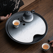 德化窑变陶瓷茶盘大号圆形家用功夫茶具托盘储水式茶台渐变茶盘