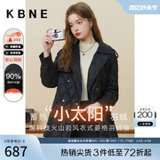 黑色羽绒服女菱形格设计感kbne2023秋冬90白鸭绒外套面包服